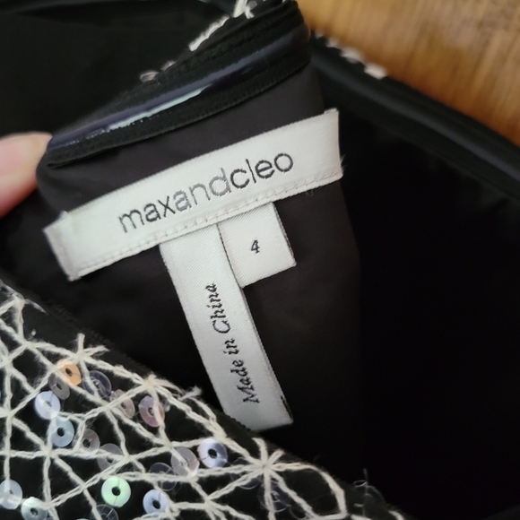Max & Cleo Strapless Sequin Mini Dress Black and White Size 4 - Picture 4 of 5